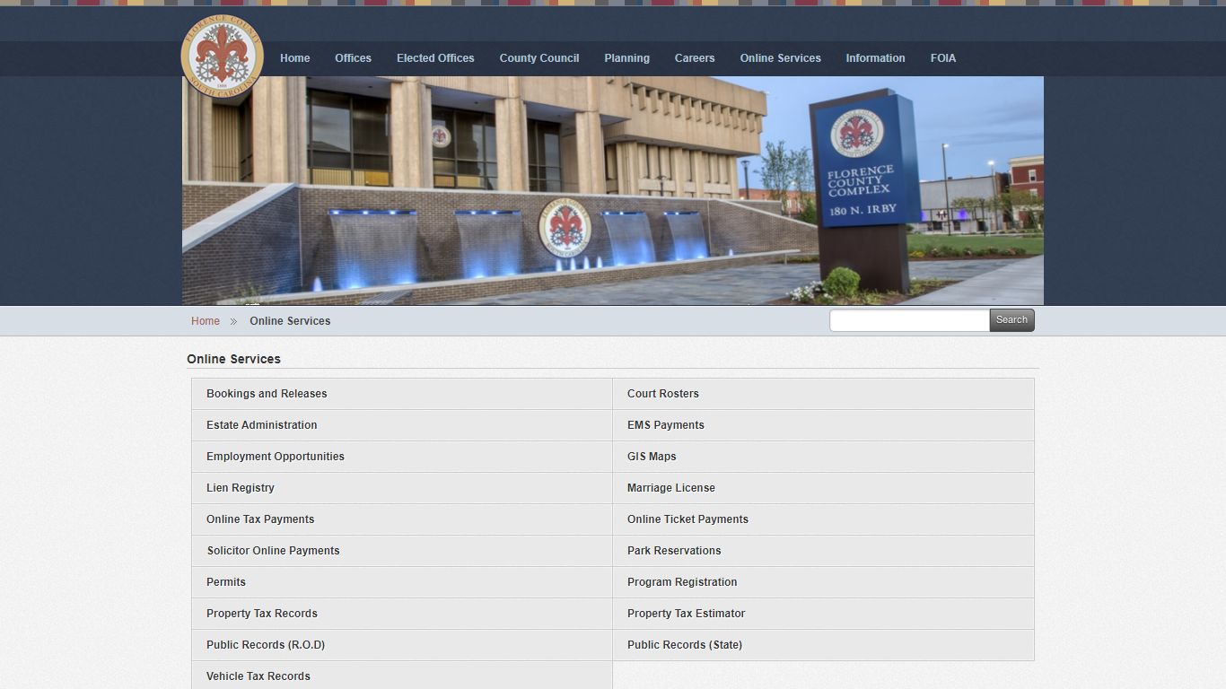 Online Services - County of Florence - Florence County, South Carolina
